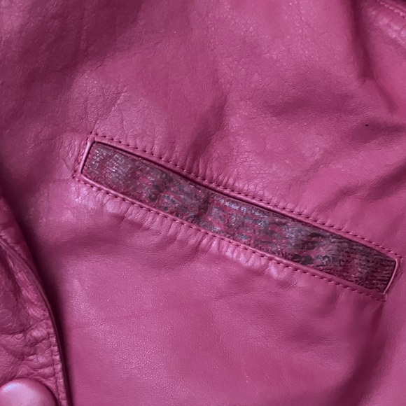 Vintage Red Leather Blazer Cropped - Picture 4 of 7